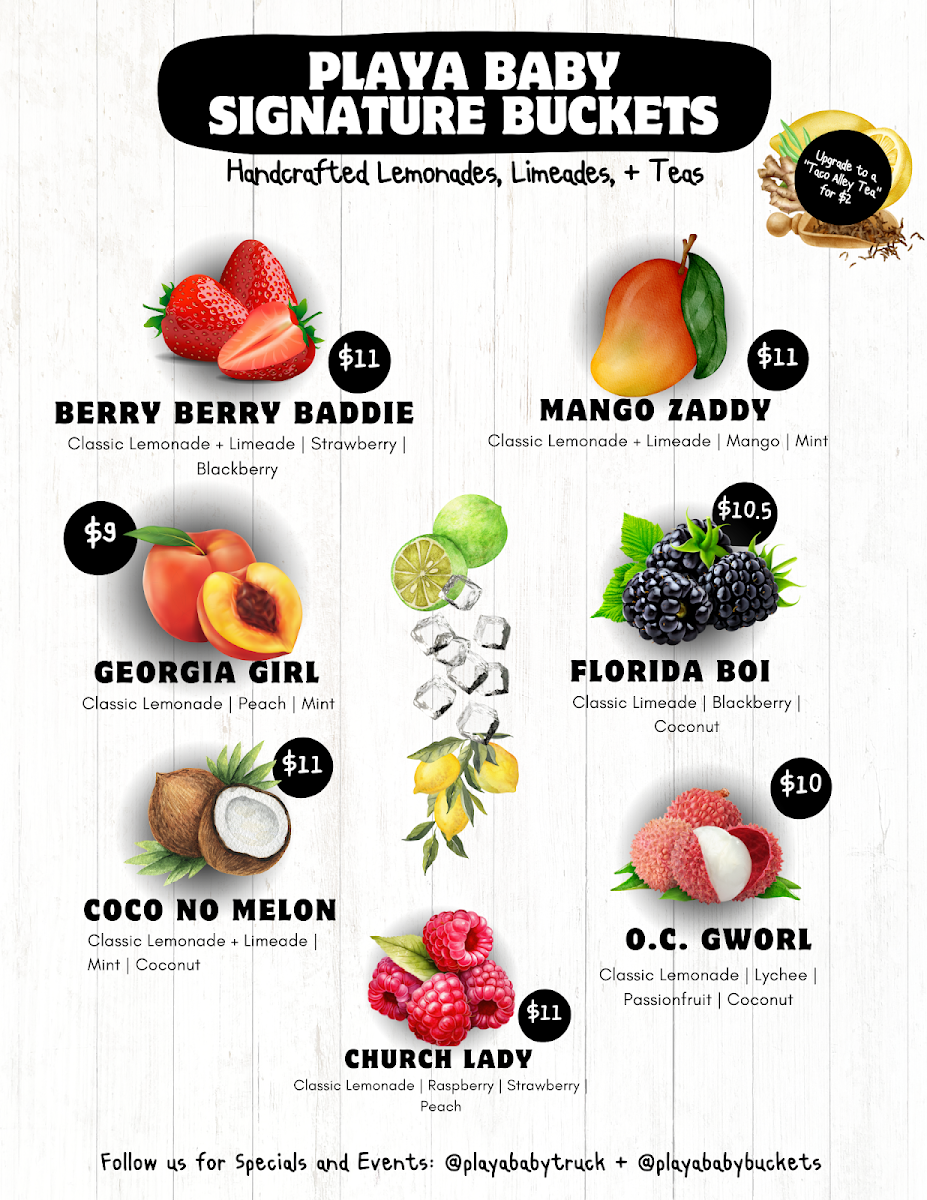 Playa Baby menu board