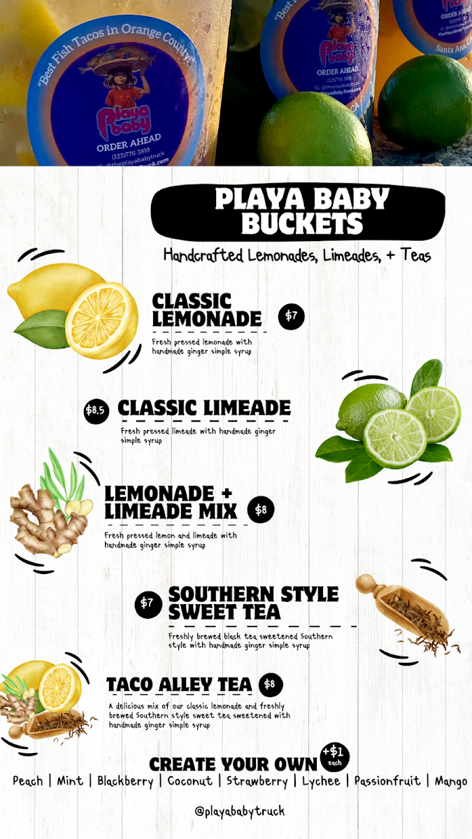 Playa Baby menu board