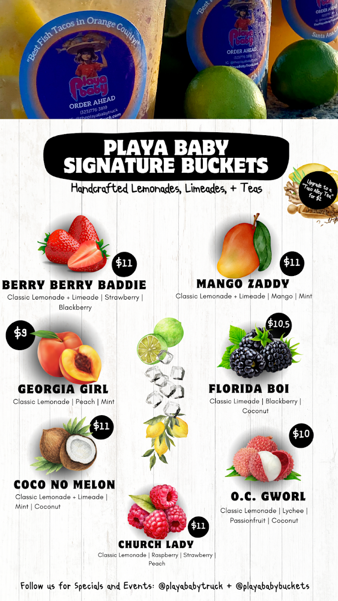 Playa Baby menu board