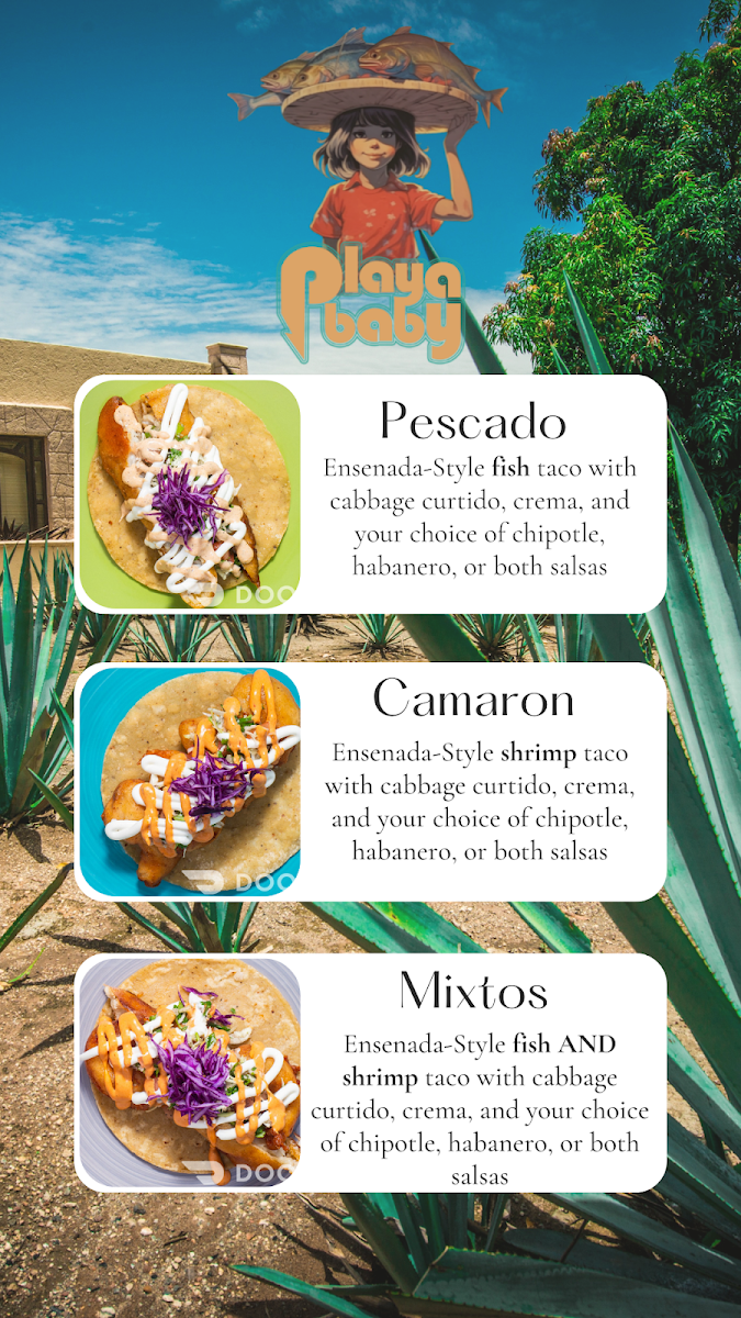 Playa Baby menu board