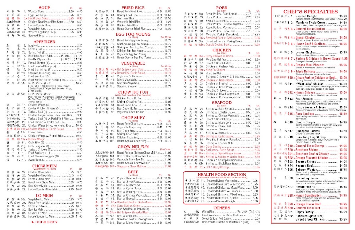 NICE CHINESE RESTAURANT menu board