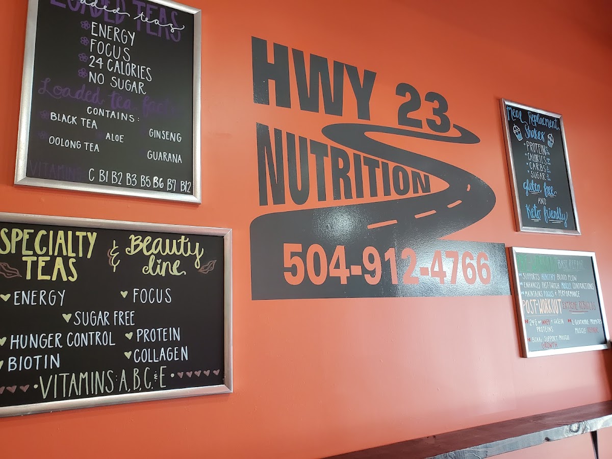 HWY 23 Nutrition menu board