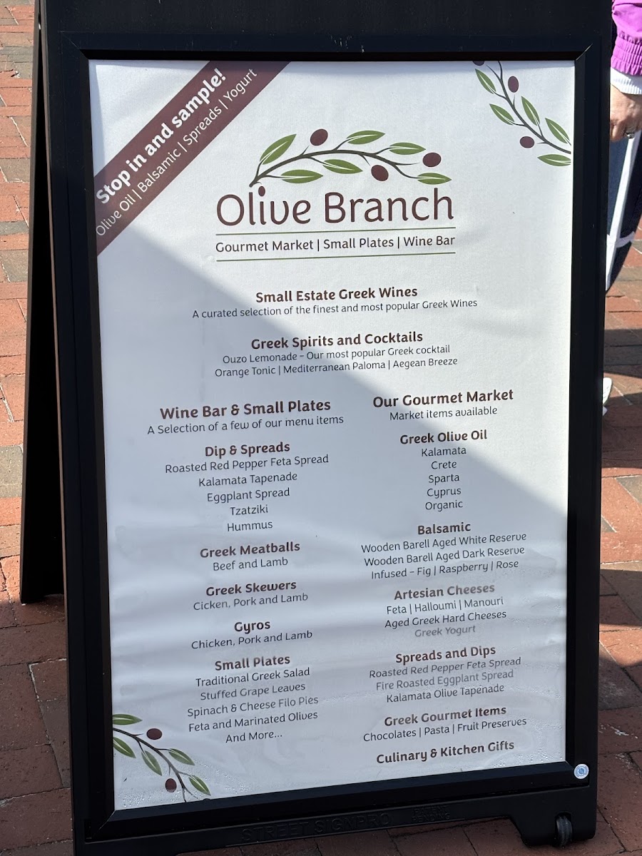 Olive Branch menu board