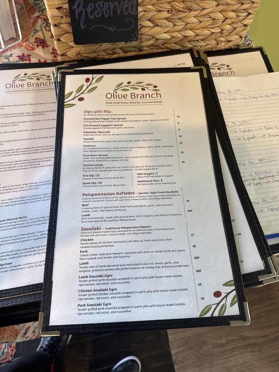 Olive Branch menu board
