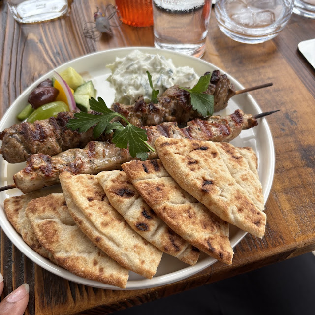 Lamb Souvlaki with Tzatziki Plate
