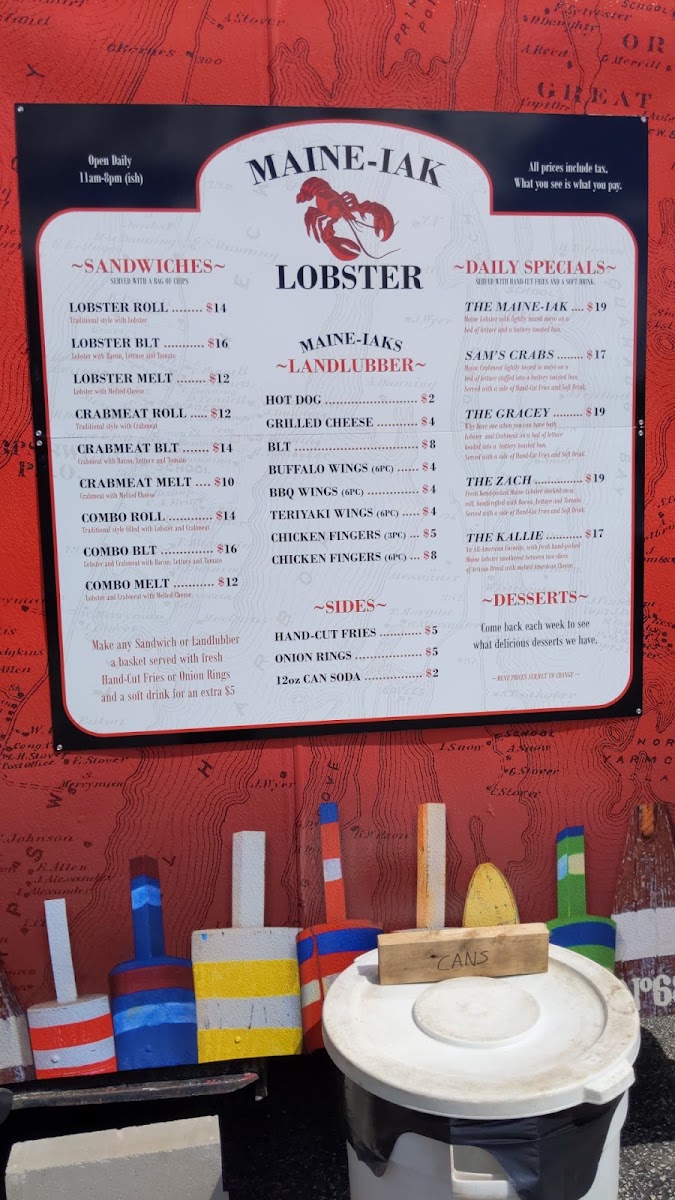 Maine-iak Lobster menu board