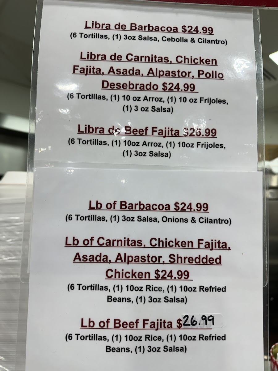 El ranchero mexican restaurant menu board