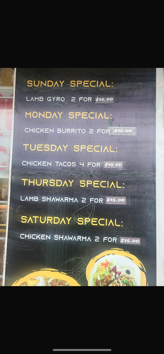 Taco Bout Gyro (Istanbul Gyro & Tacos (halal)) menu board