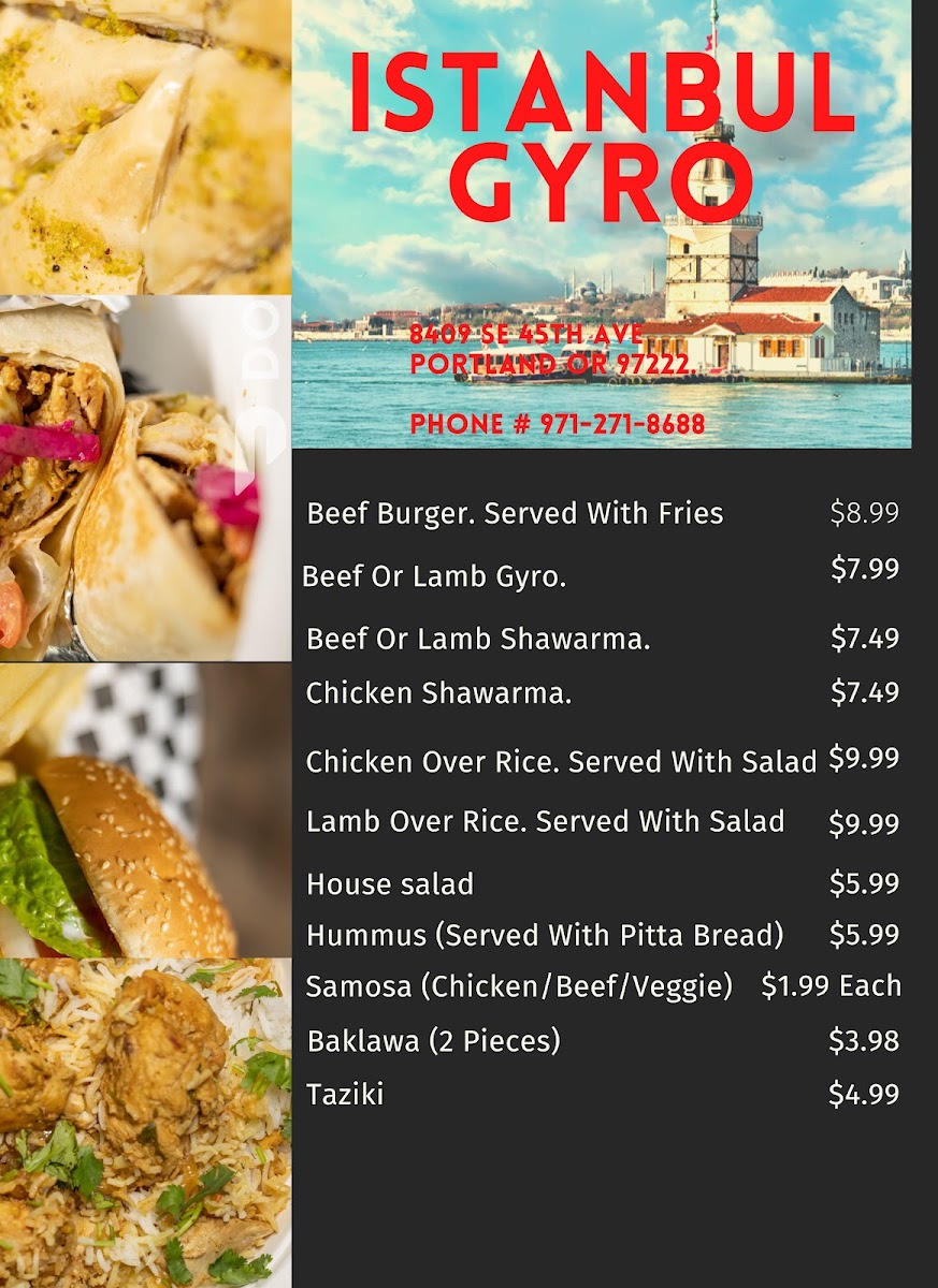 Taco Bout Gyro (Istanbul Gyro & Tacos (halal)) menu board