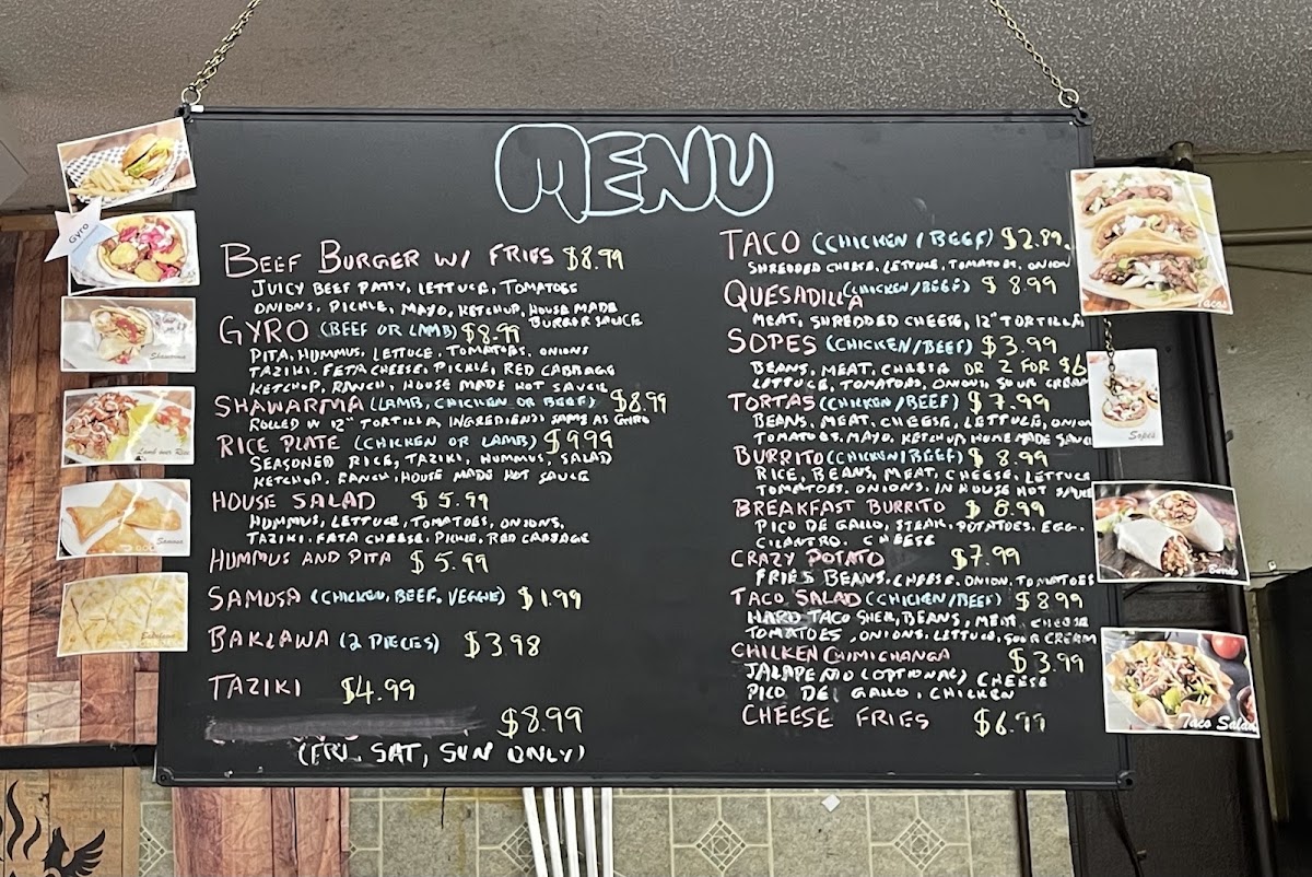 Taco Bout Gyro (Istanbul Gyro & Tacos (halal)) menu board