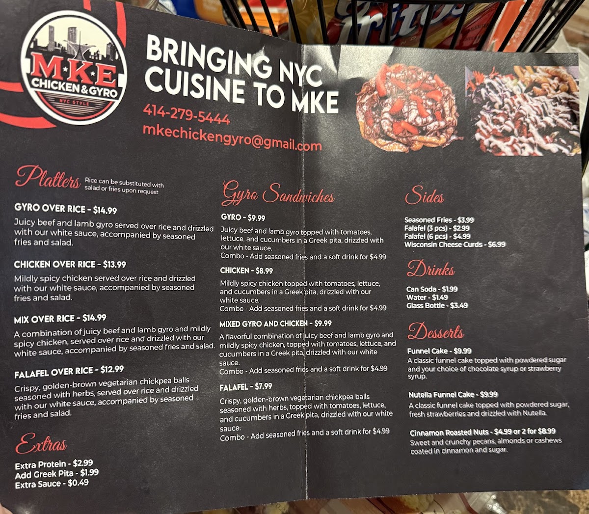 MKE Chicken and Gyro | Bluemound menu board