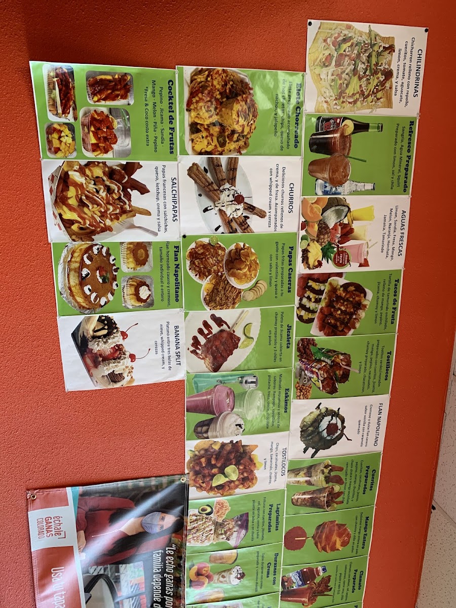 Delicias Del Barrio menu board