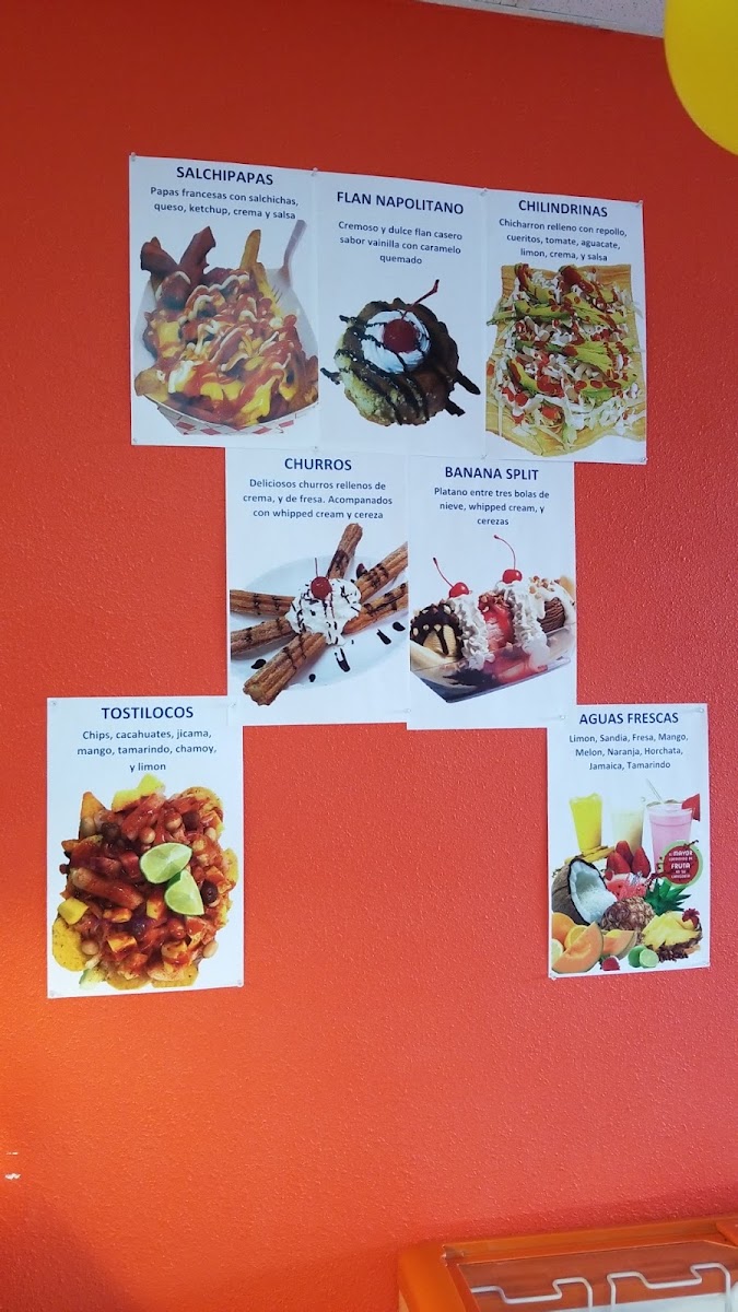 Delicias Del Barrio menu board