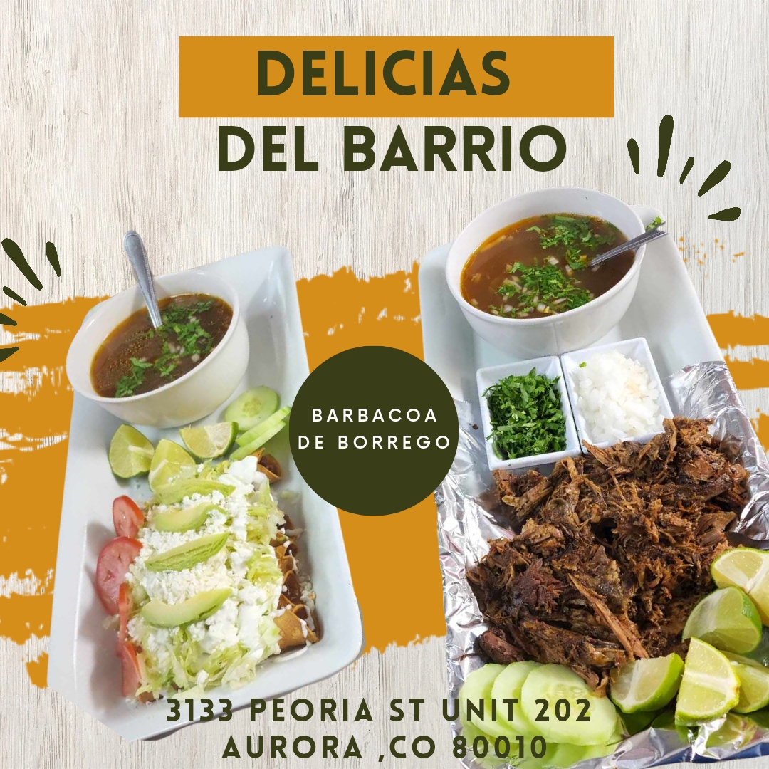 Delicias Del Barrio menu board