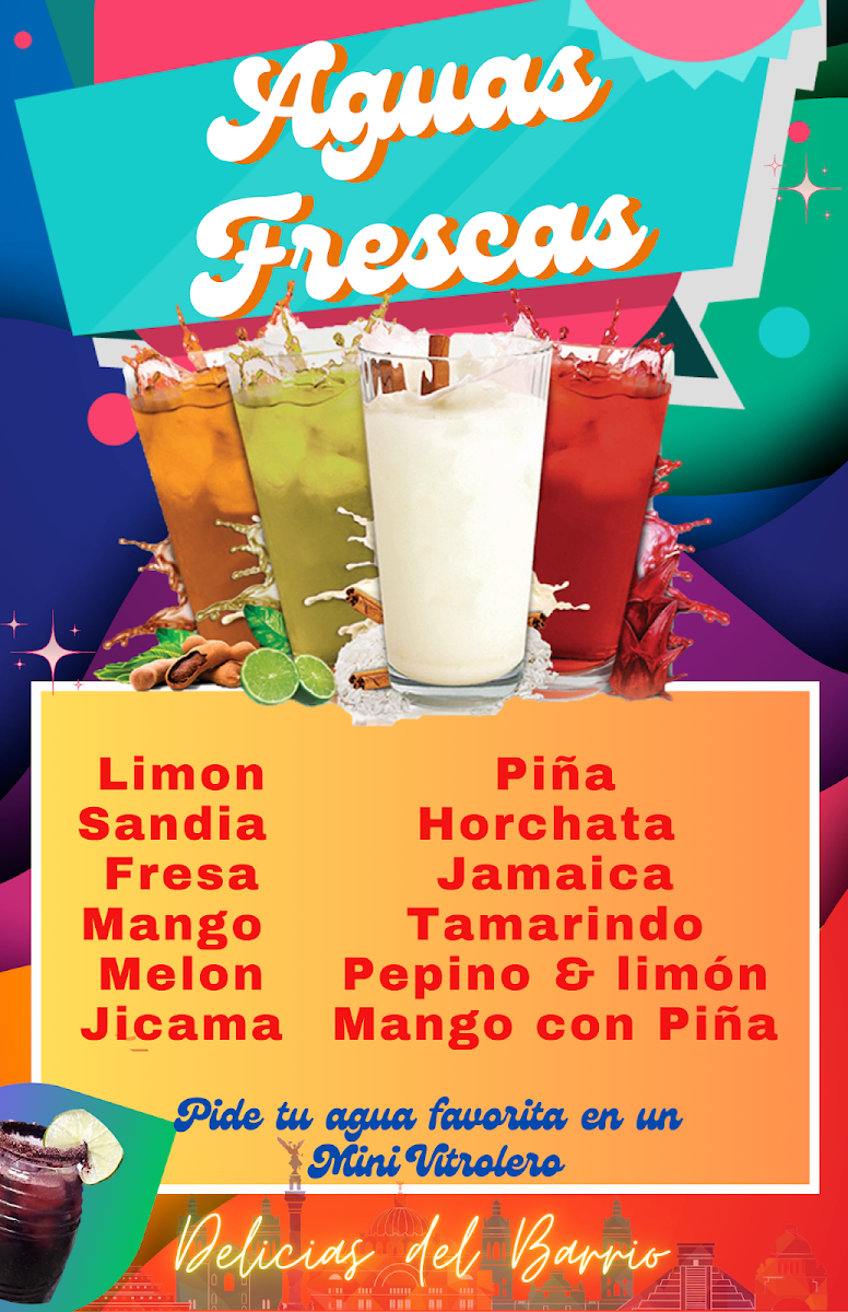 Delicias Del Barrio menu board
