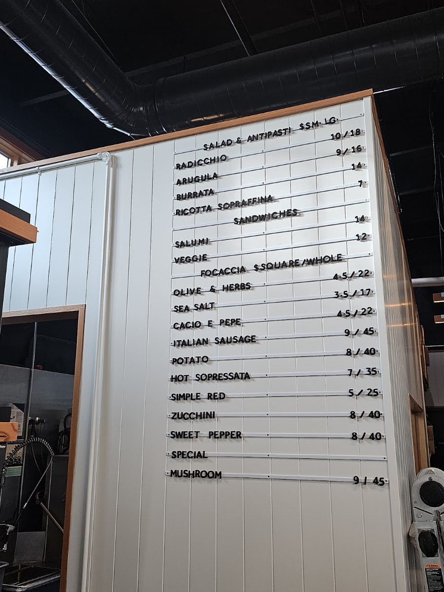 The Focacceria by Montelupo menu board