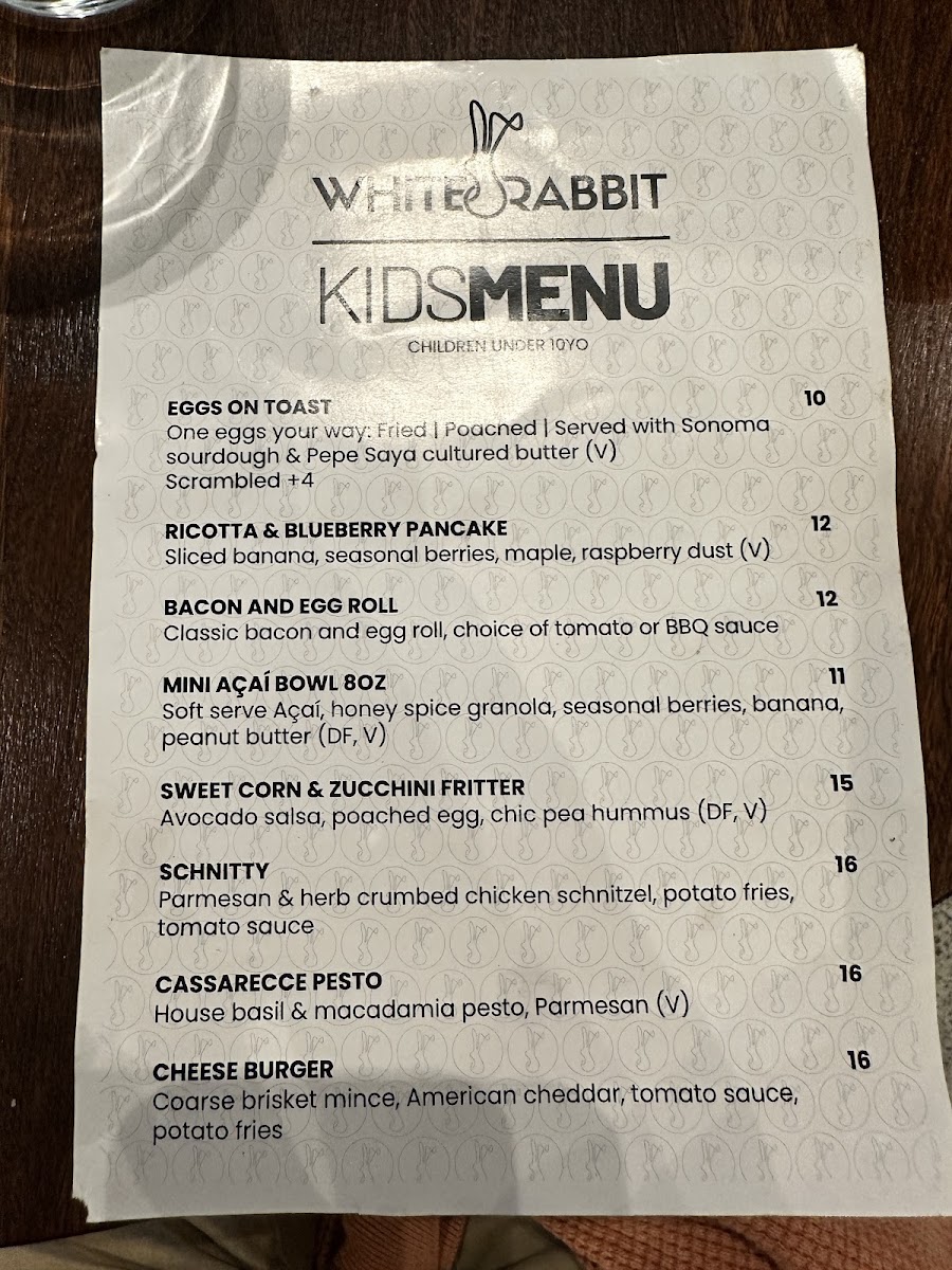 White Rabbit Marrickville menu board