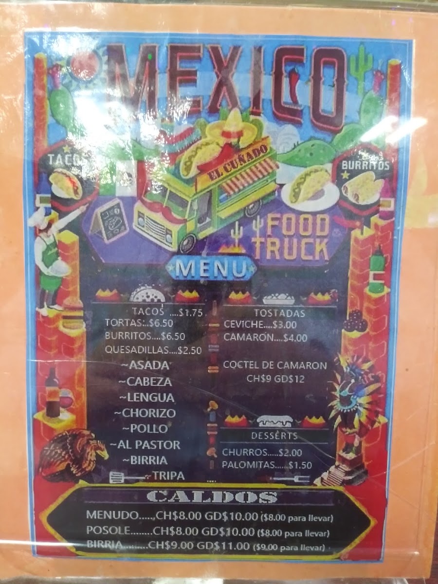 Tacos El Primo menu board