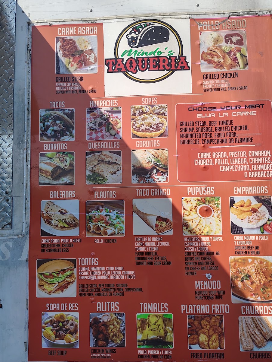 Mindos Taquería | Mexican Food Truck menu board