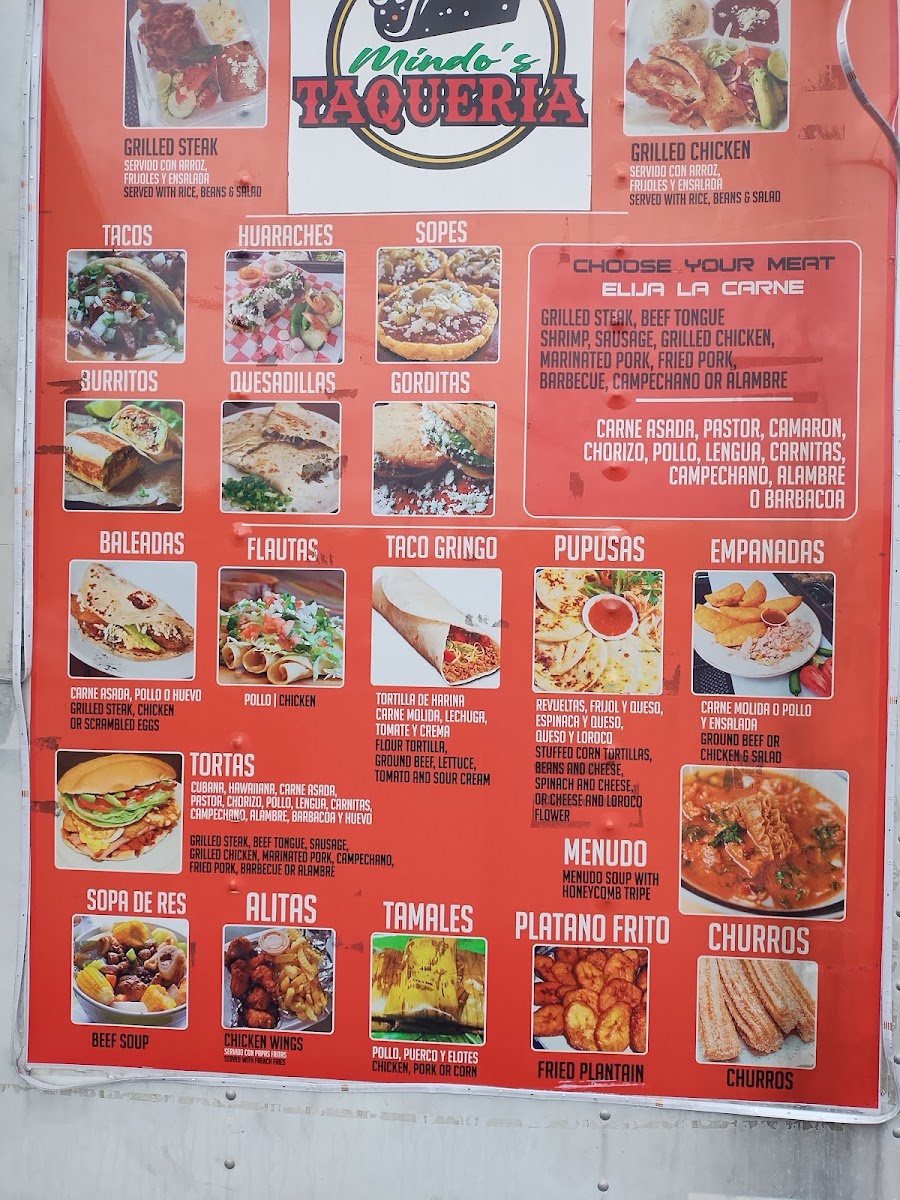 Mindos Taquería | Mexican Food Truck menu board