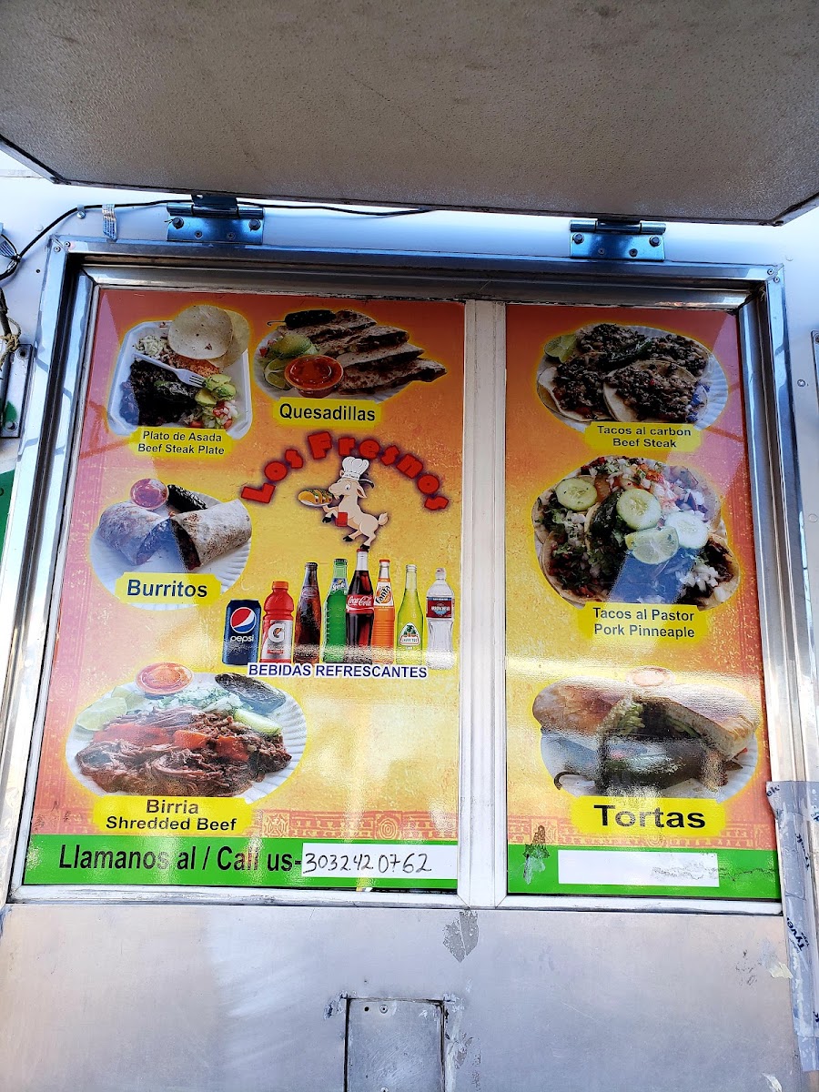 Taqueria los fresnos menu board