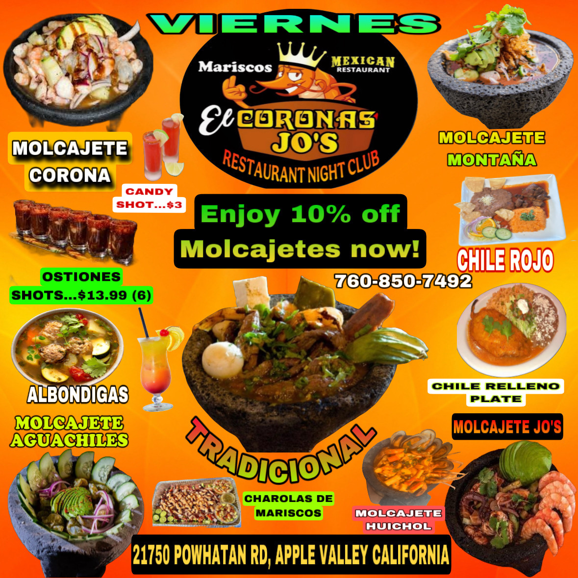 EL CORONAS JOS RESTAURANT menu board
