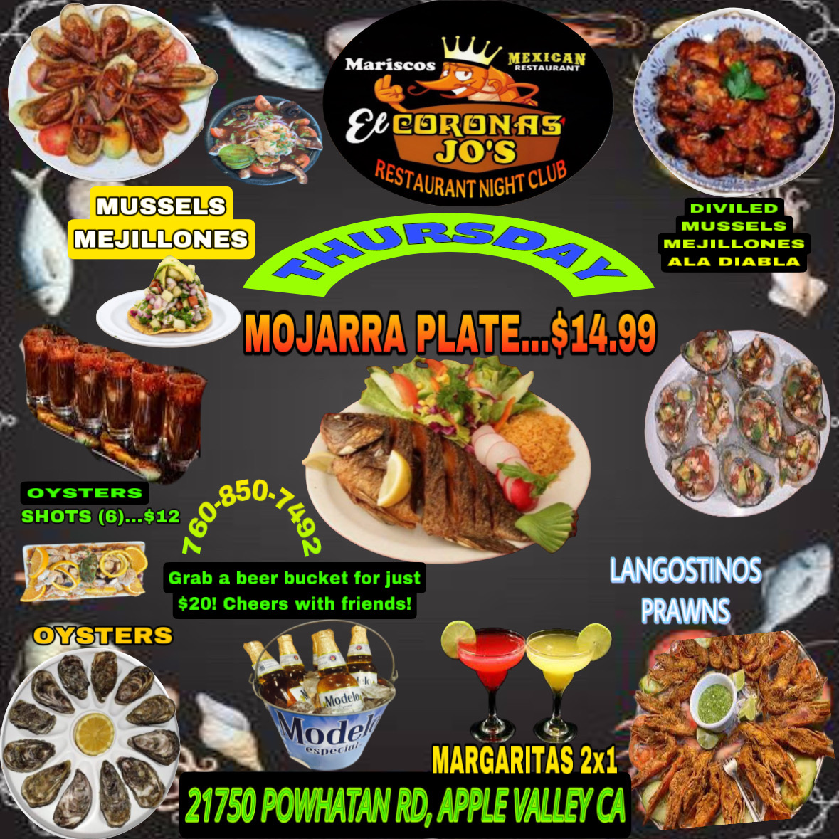 EL CORONAS JOS RESTAURANT menu board
