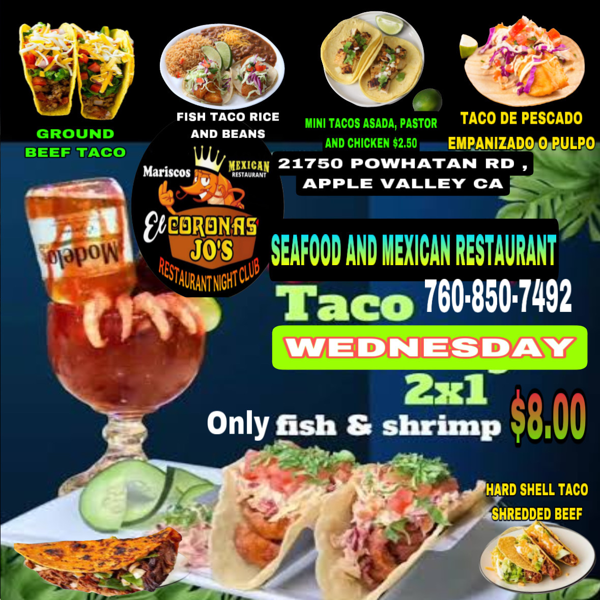 EL CORONAS JOS RESTAURANT menu board