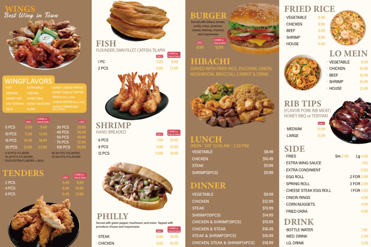 BTB Wings menu board