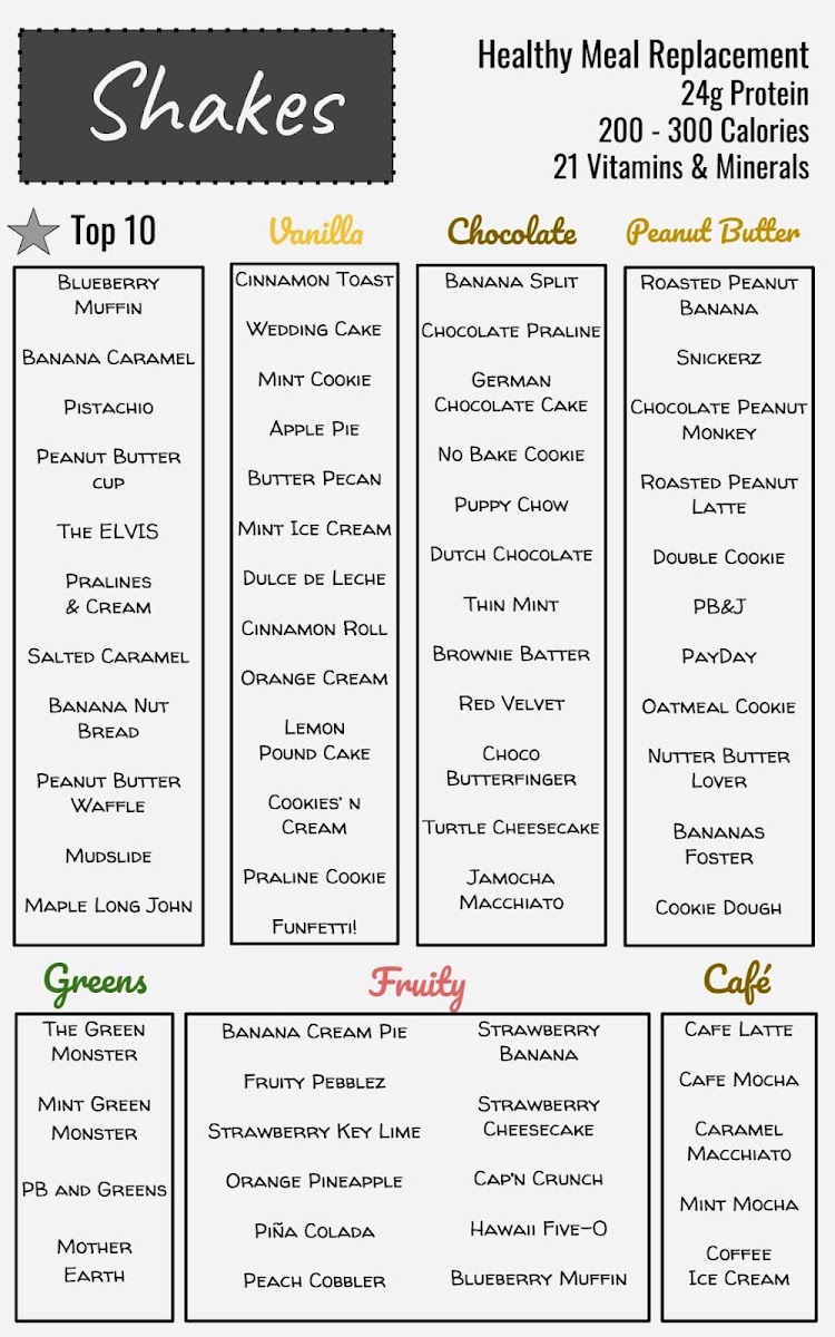Palm Bay Nutrition menu board