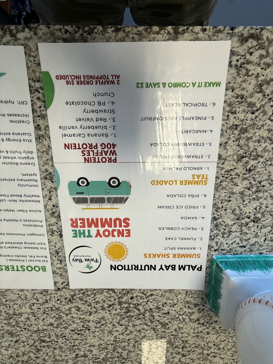 Palm Bay Nutrition menu board