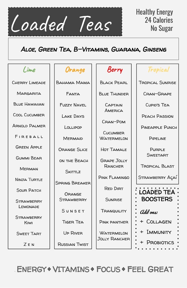 Palm Bay Nutrition menu board