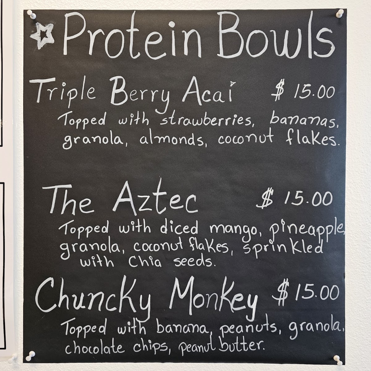 Palm Bay Nutrition menu board