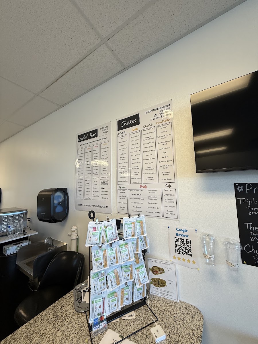Palm Bay Nutrition menu board