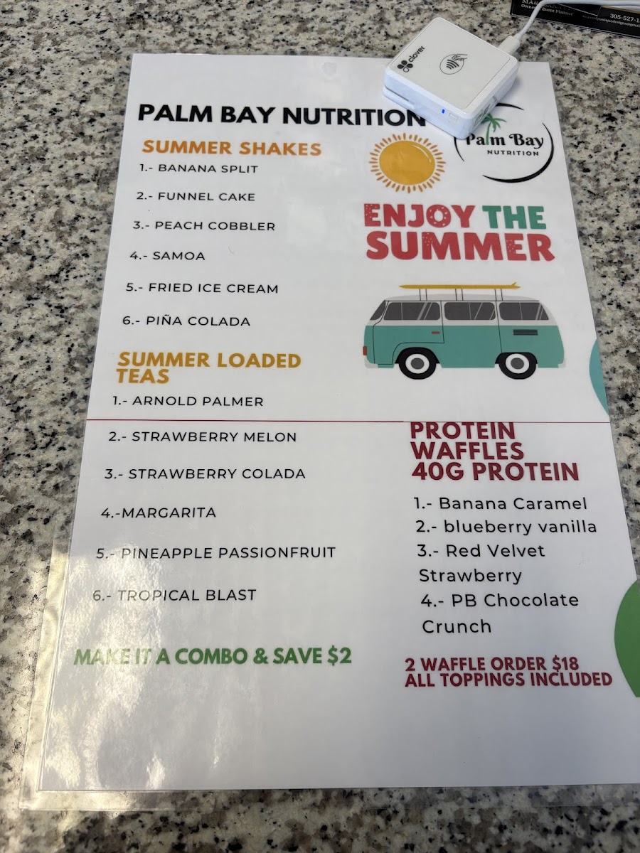 Palm Bay Nutrition menu board