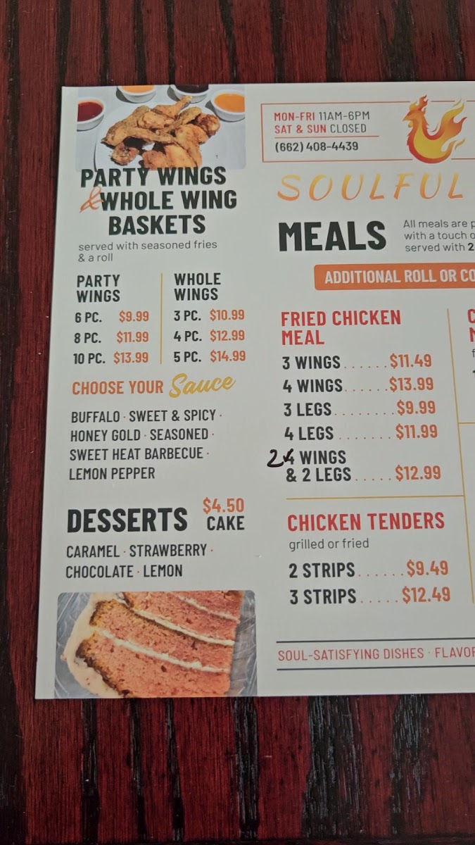 Soulful Chick menu board