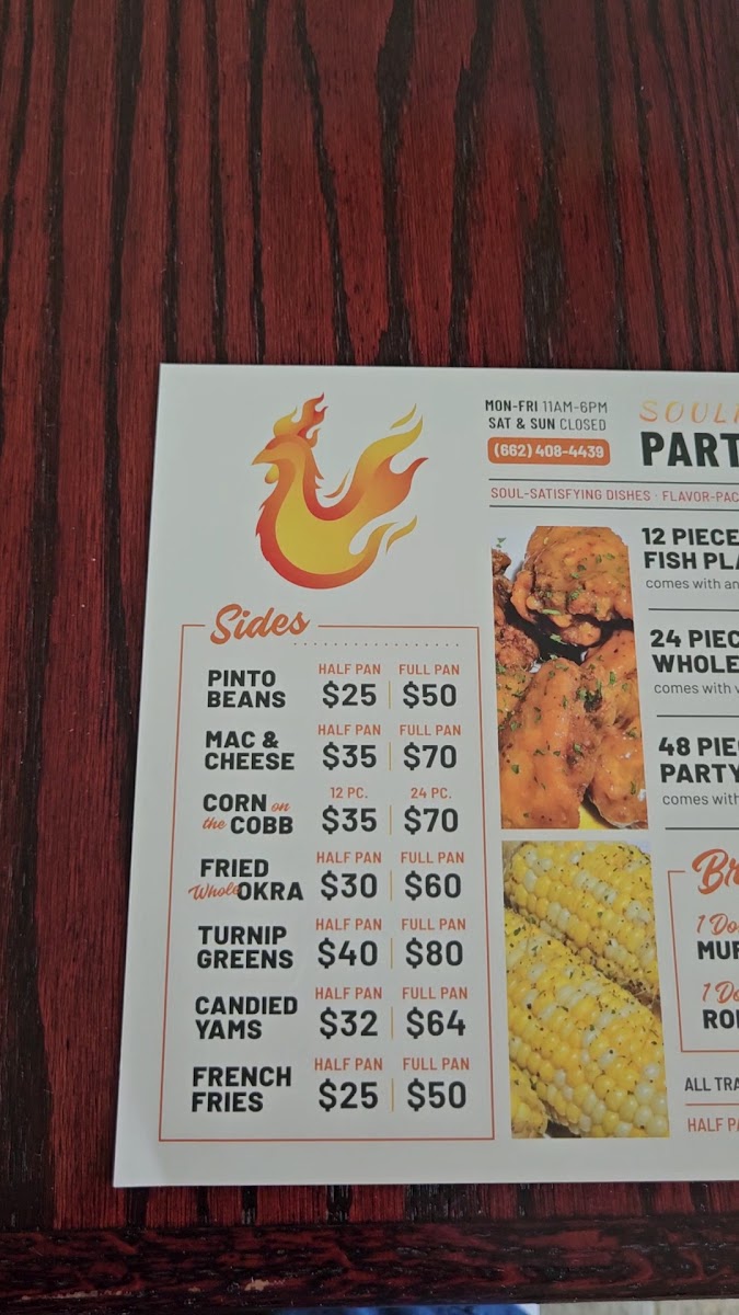 Soulful Chick menu board