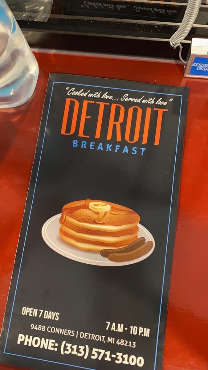Detroit Breakfast menu board