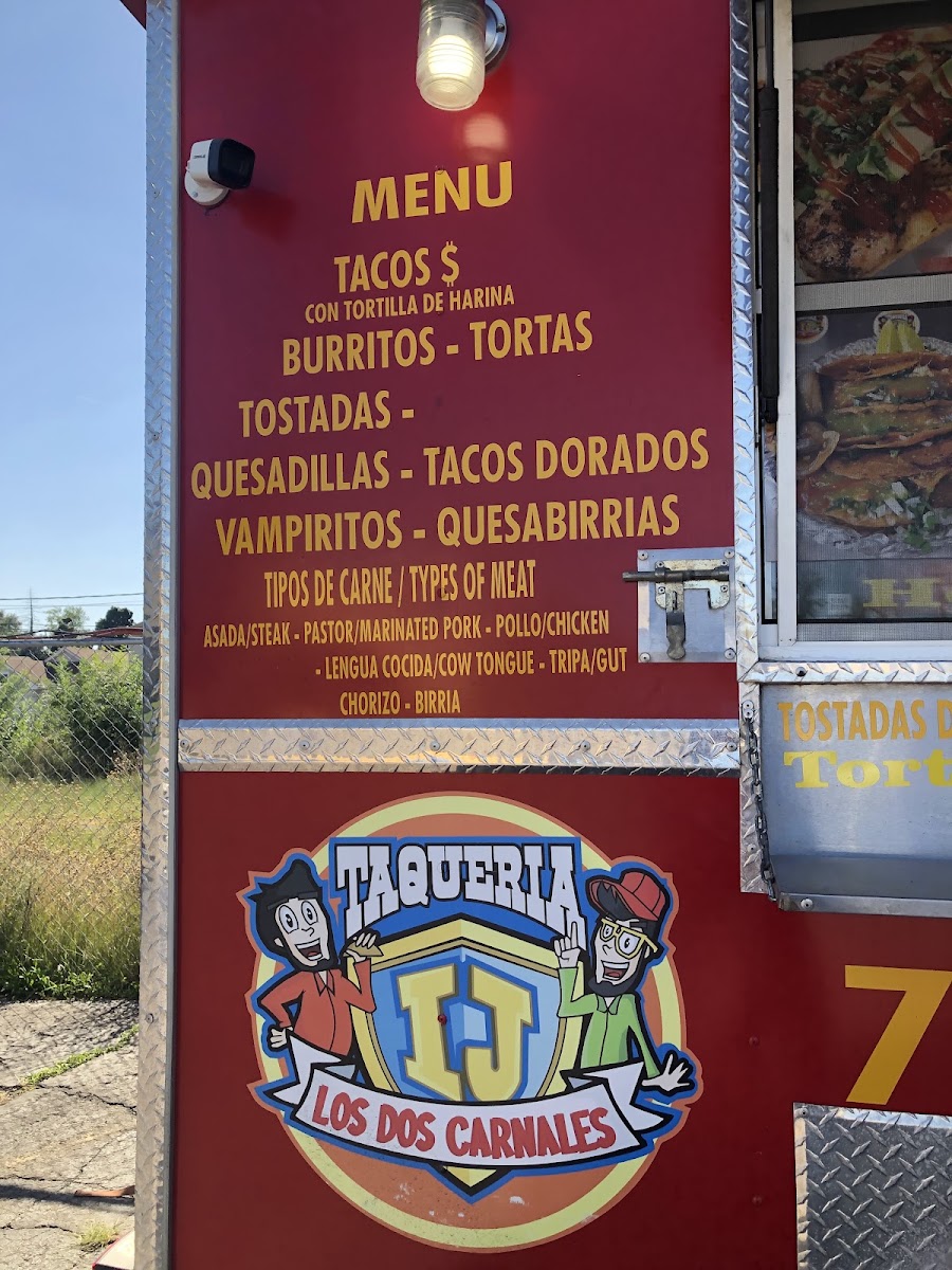 Taqueria Los dos carnales & A&C On The Border Mexican Food menu board