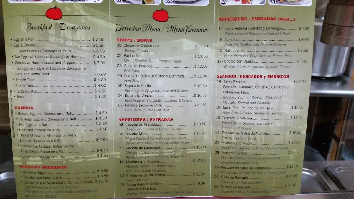 Rocotos Deli & Café menu board