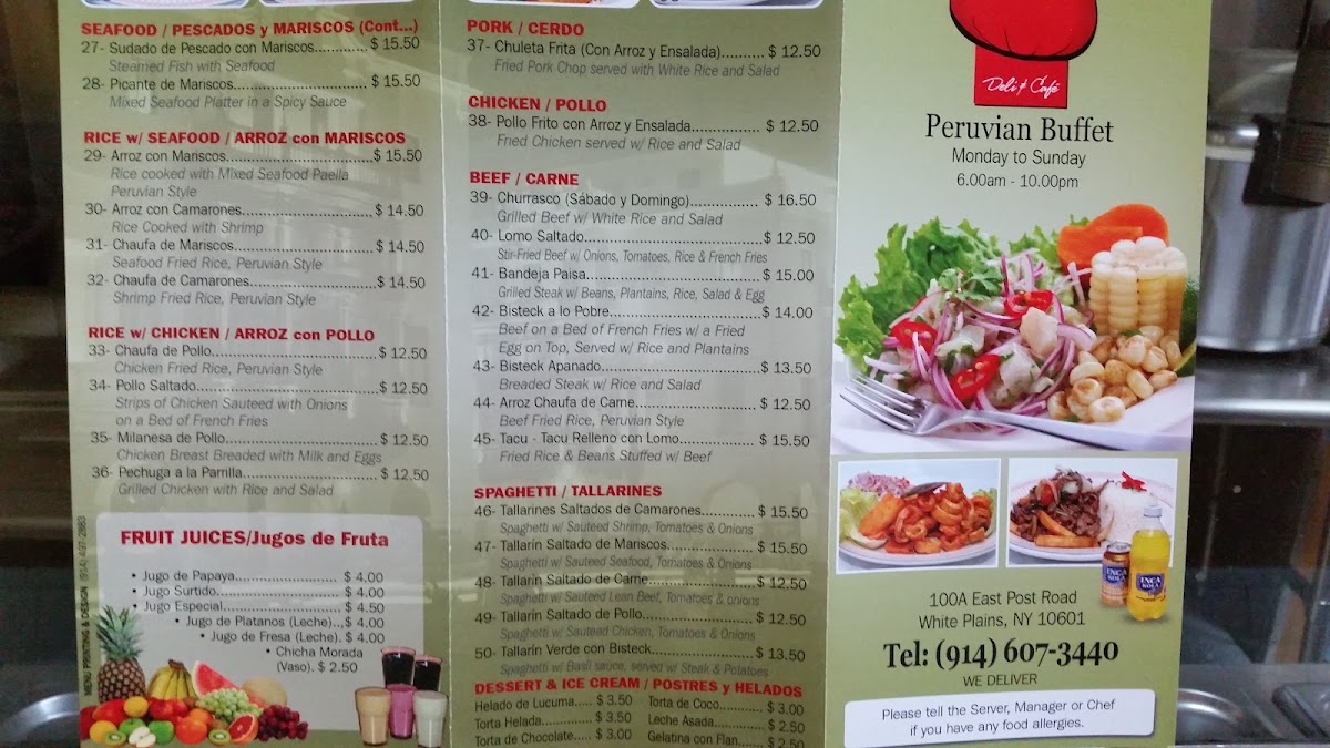 Rocotos Deli & Café menu board