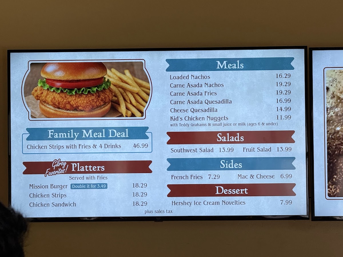 San Juan Grill menu board