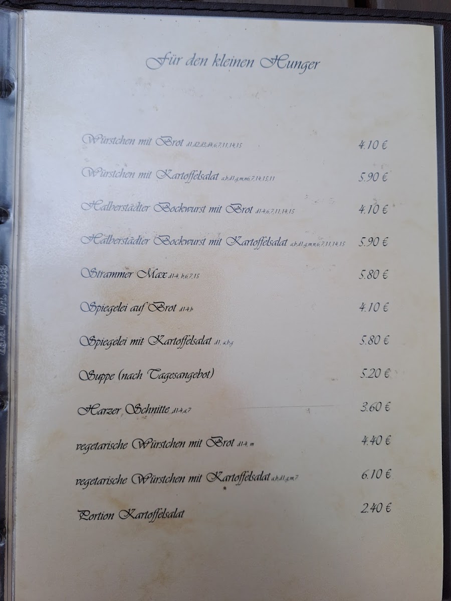 Café „Zum Steinhof“ menu board