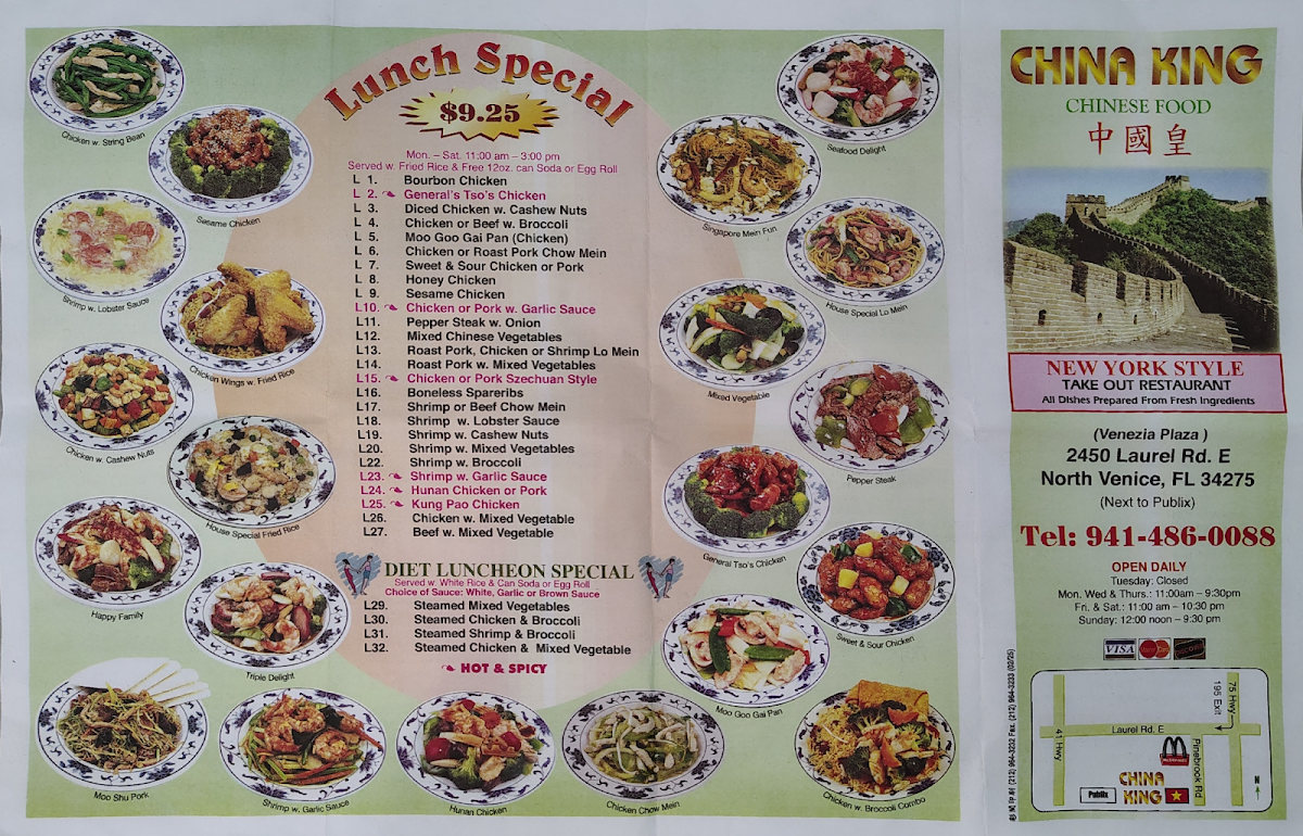 China King menu board
