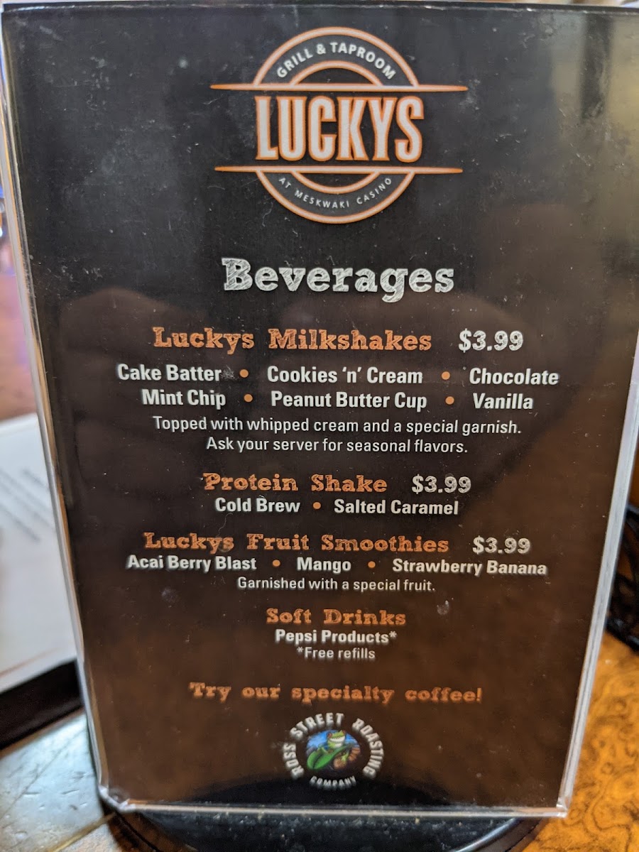 Lucky's Grill & Taproom menu board