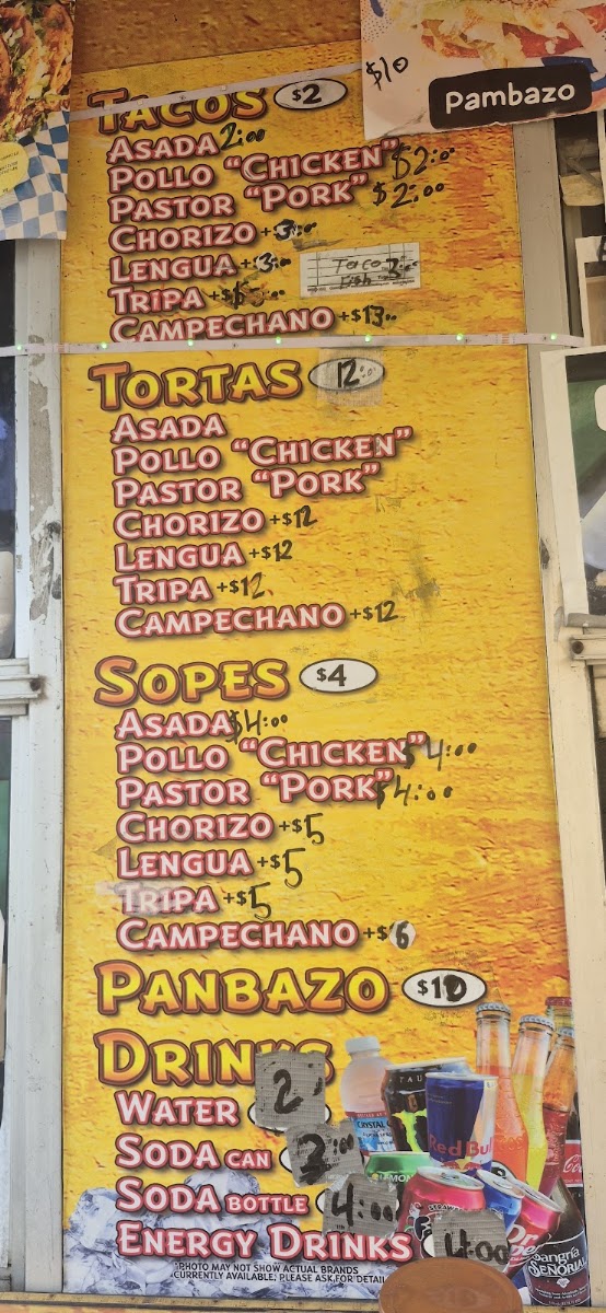 Taqueria juan colorado menu board
