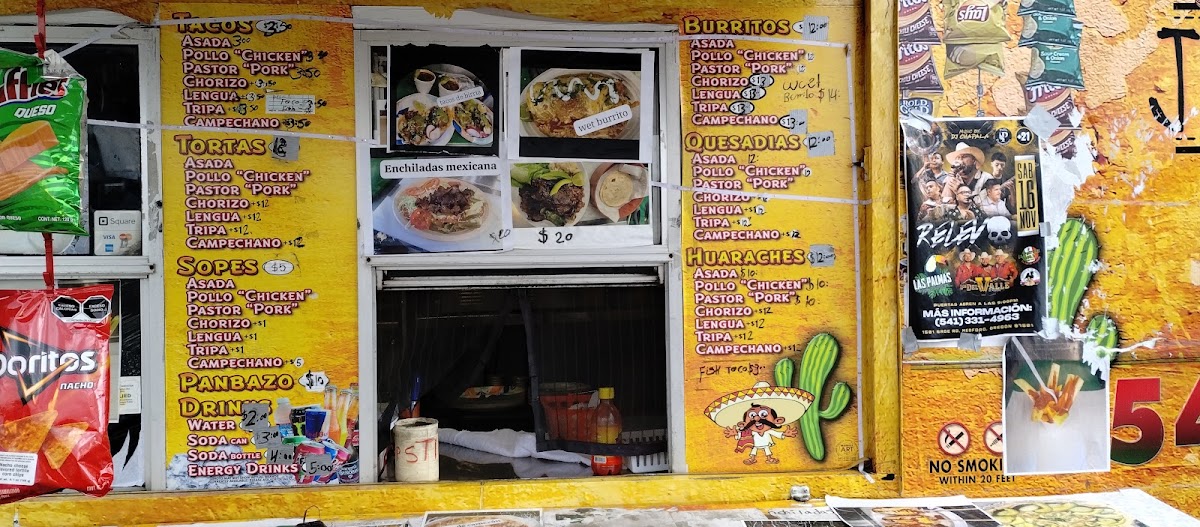 Taqueria juan colorado menu board