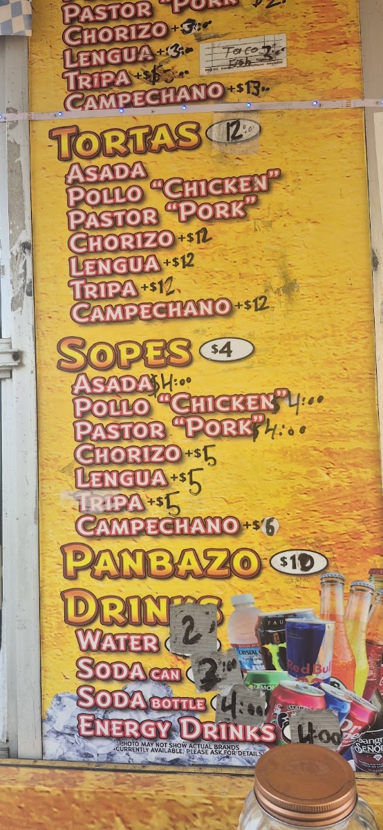 Taqueria juan colorado menu board