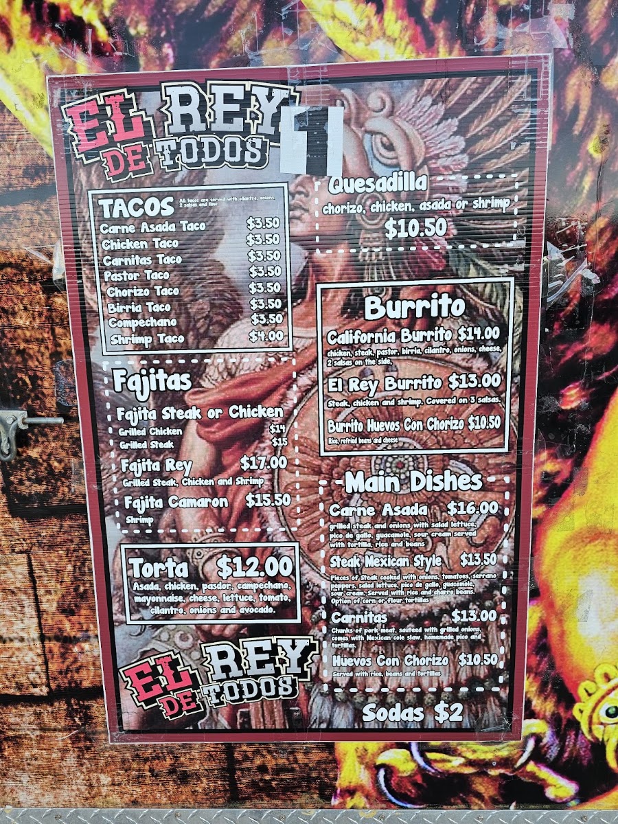 El rey de todos 1 menu board