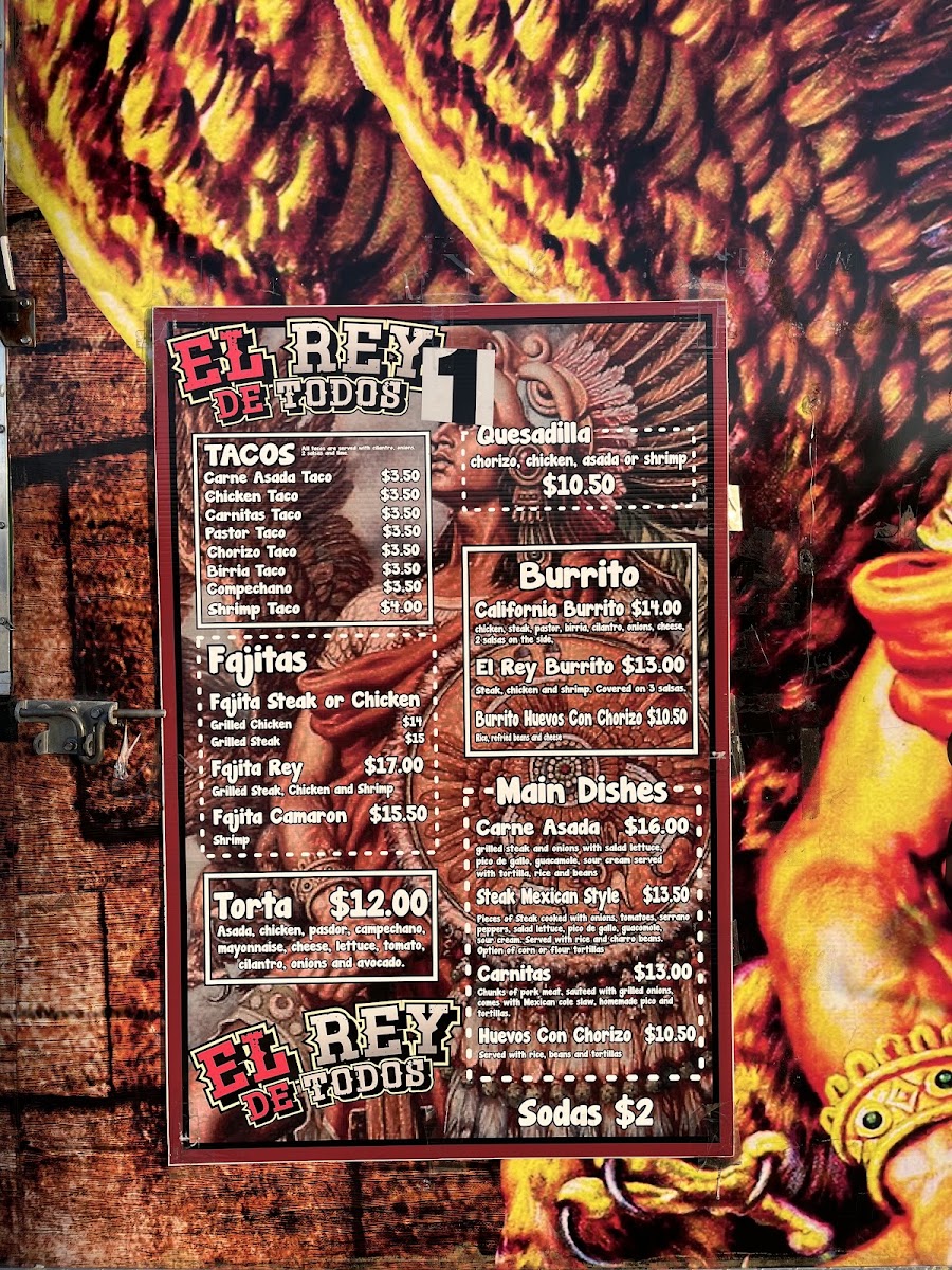 El rey de todos 1 menu board